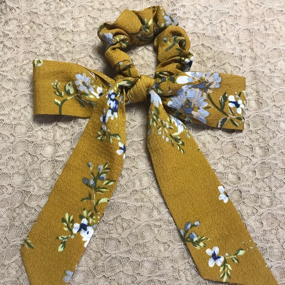 Anthropologie Accessories - Floral chiffon scrunchie hair tie